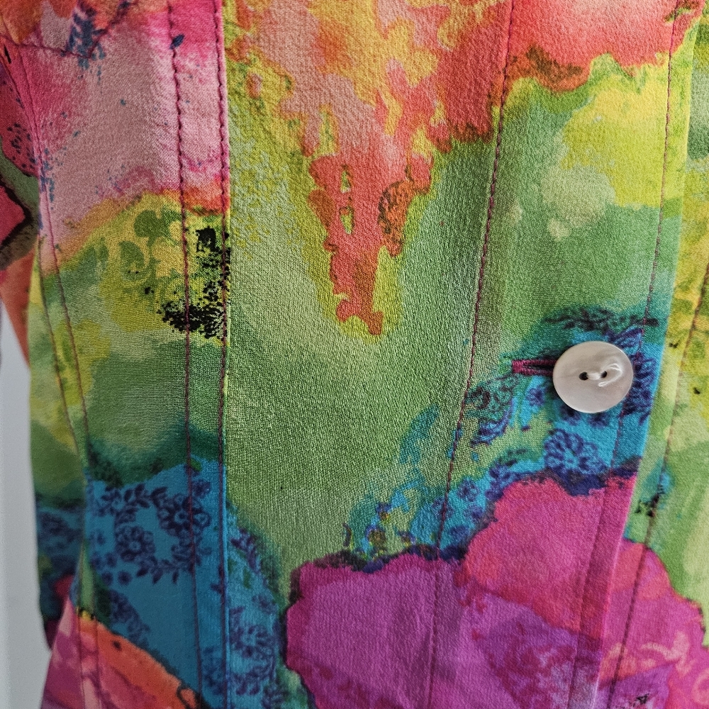 Chico’s Bright Silj Multicolor Button Front Blous… - image 6